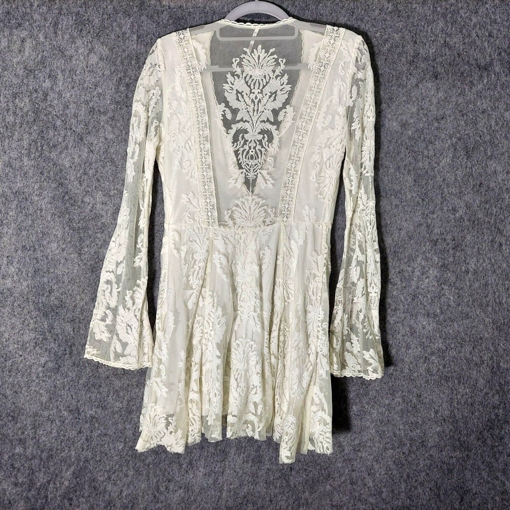 Free People‎ Reign Over Me Dress 4 Sheer Embroidered Lace Bell Sleeve Festival - Picture 16 of 16